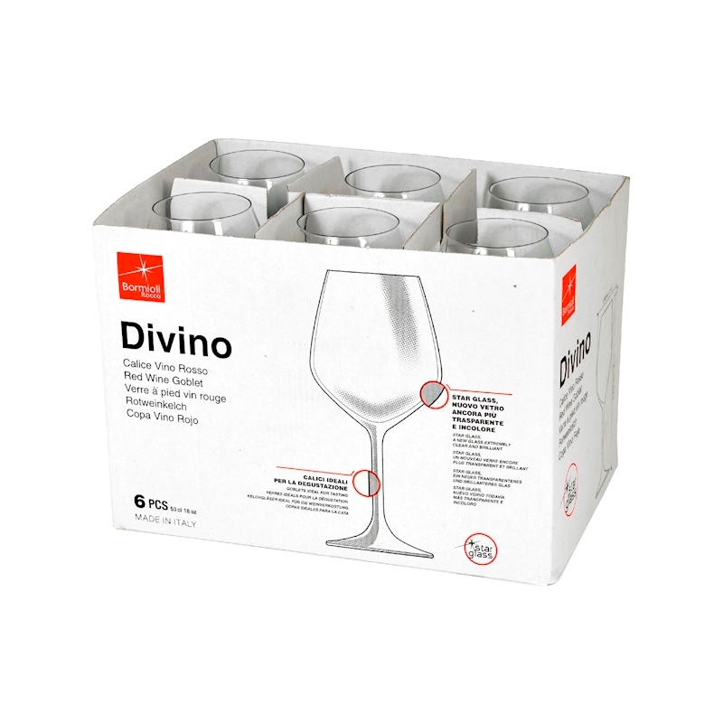 Set Calici Vino Rosso Linea Divino Cl In Vetro Trasparente